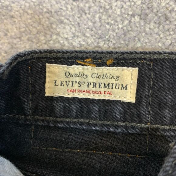 Levi's 501 Black Distressed High Rise Cutoff Denim Shorts Size 28 Grunge - Picture 5 of 9